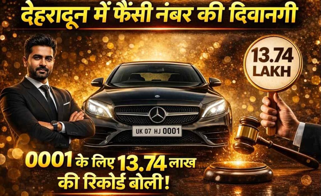 Fancy Vehicle Number Auction Dehradun :- देहरादून में नंबर प्लेट बनी स्टेटस सिंबल, 0001 के लिए 13.74 लाख की बोली !