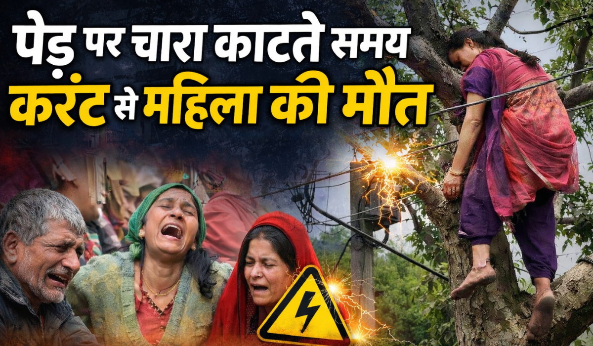 पेड़ पर चढ़कर घास काटते हुए महिला को लगा करंट, दर्दनाक मौत !