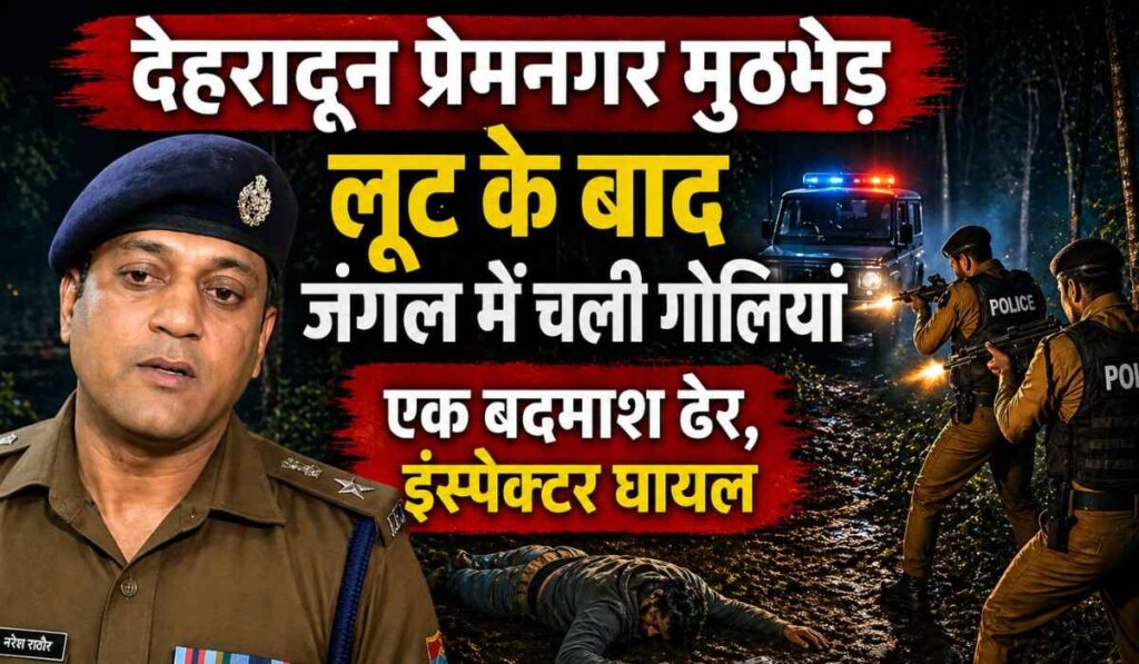 Dehradun Premnagar Police Encounter :- लूट के बाद जंगल में चली गोलियां, एक बदमाश ढेर, इंस्पेक्टर घायल !