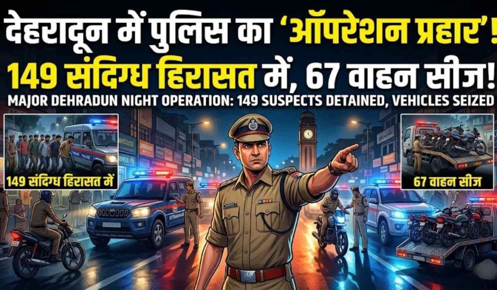 Dehradun Police Operation Prahar :- देहरादून पुलिस का 'ऑपरेशन प्रहार' 149 संदिग्ध हिरासत में, 67 वाहन सीज 143 के कटे चालान !