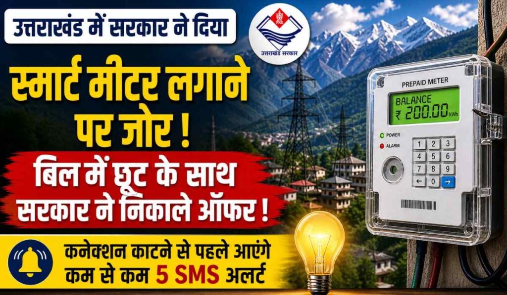 Uttarakhand Electricity Smart Prepaid Meter :- उत्तराखंड में सरकार ने दिया स्मार्ट मीटर लगाने पर जोर, बिल में छूट के साथ सरकार ने निकाले तीन ऑफर !
