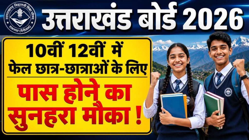 Uttarakhand Board Improvement Exam 2026 :- 10वीं 12वीं में फेल छात्र-छात्राओं के लिए पास होने का सुनहरा मौका !