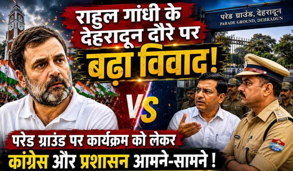 Rahul Gandhi Dehradun Visit :- राहुल गांधी के देहरादून दौरे पर बढ़ा विवाद, परेड ग्राउंड पर कार्यक्रम को लेकर कांग्रेस और प्रशासन आमने-सामने !