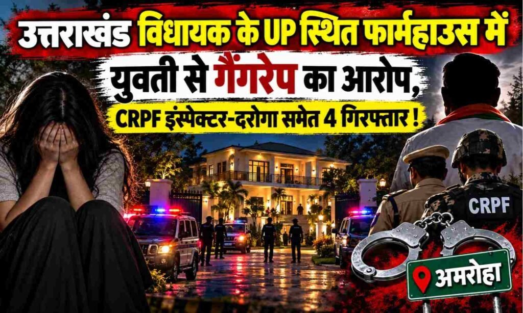 Amroha Gangrape Case :- उत्तराखंड विधायक के UP स्थित फार्महाउस में युवती से गैंगरेप का आरोप, CRPF इंस्पेक्टर-दरोगा समेत 4 गिरफ्तार !