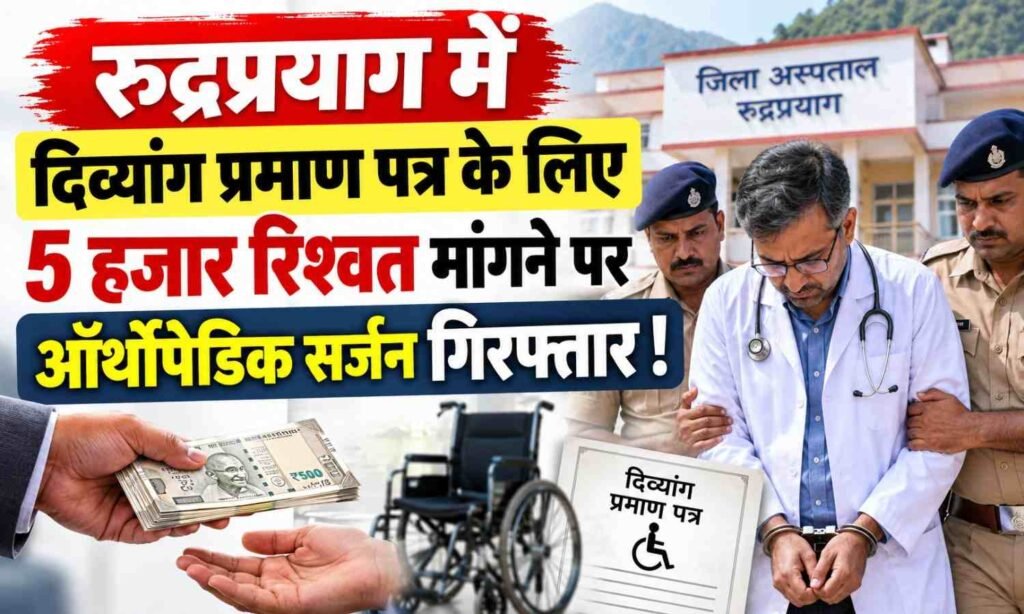 Orthopedic Surgeon Arrested For Taking Bribe :- रुद्रप्रयाग में दिव्यांग प्रमाण पत्र के लिए 5 हजार रिश्वत मांगने पर ऑर्थोपेडिक सर्जन गिरफ्तार !