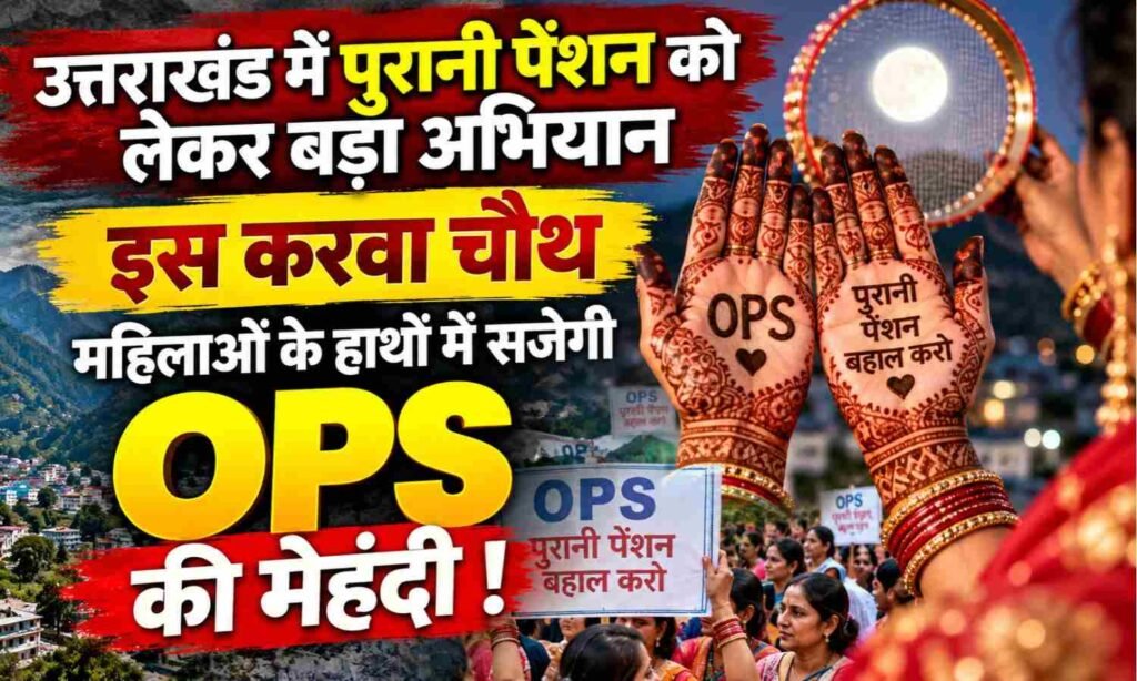 Old Pension Scheme Uttarakhand :- उत्तराखंड में पुरानी पेंशन को लेकर बड़ा अभियान, इस करवा चौथ महिलाओं के हाथों में सजेगी OPS की मेहंदी !