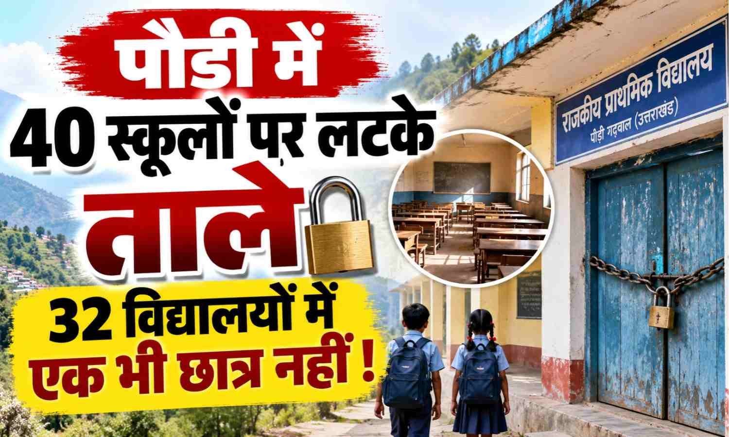 40 Schools Closed in Pauri :- पौड़ी में 40 स्कूलों पर लटके ताले, 32 विद्यालयों में एक भी छात्र नहीं !